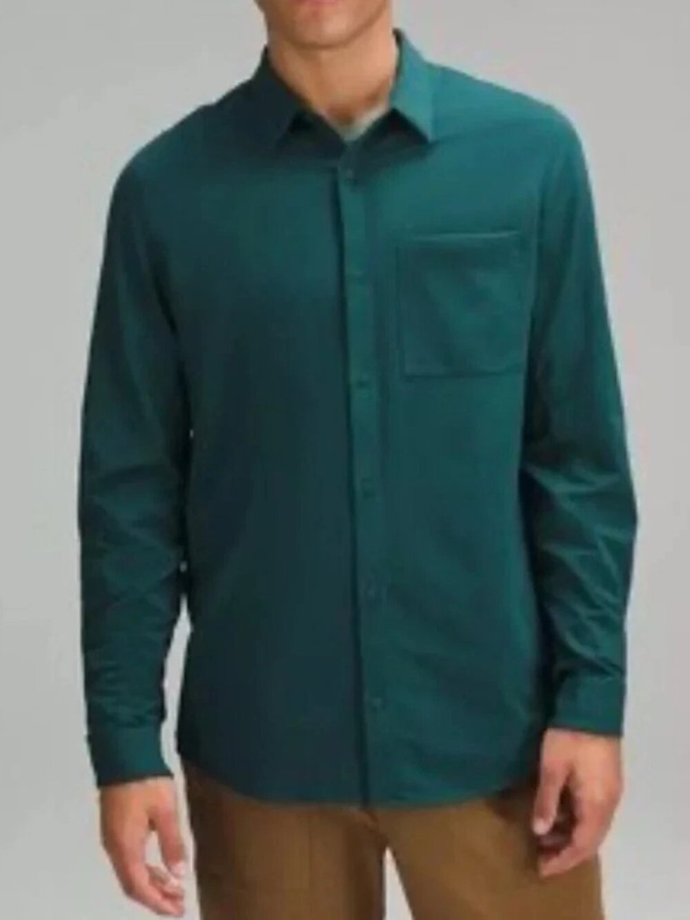 NEW Lululemon Men’s Commission Green Long Sleeve Button Down Shirt Vented, XL